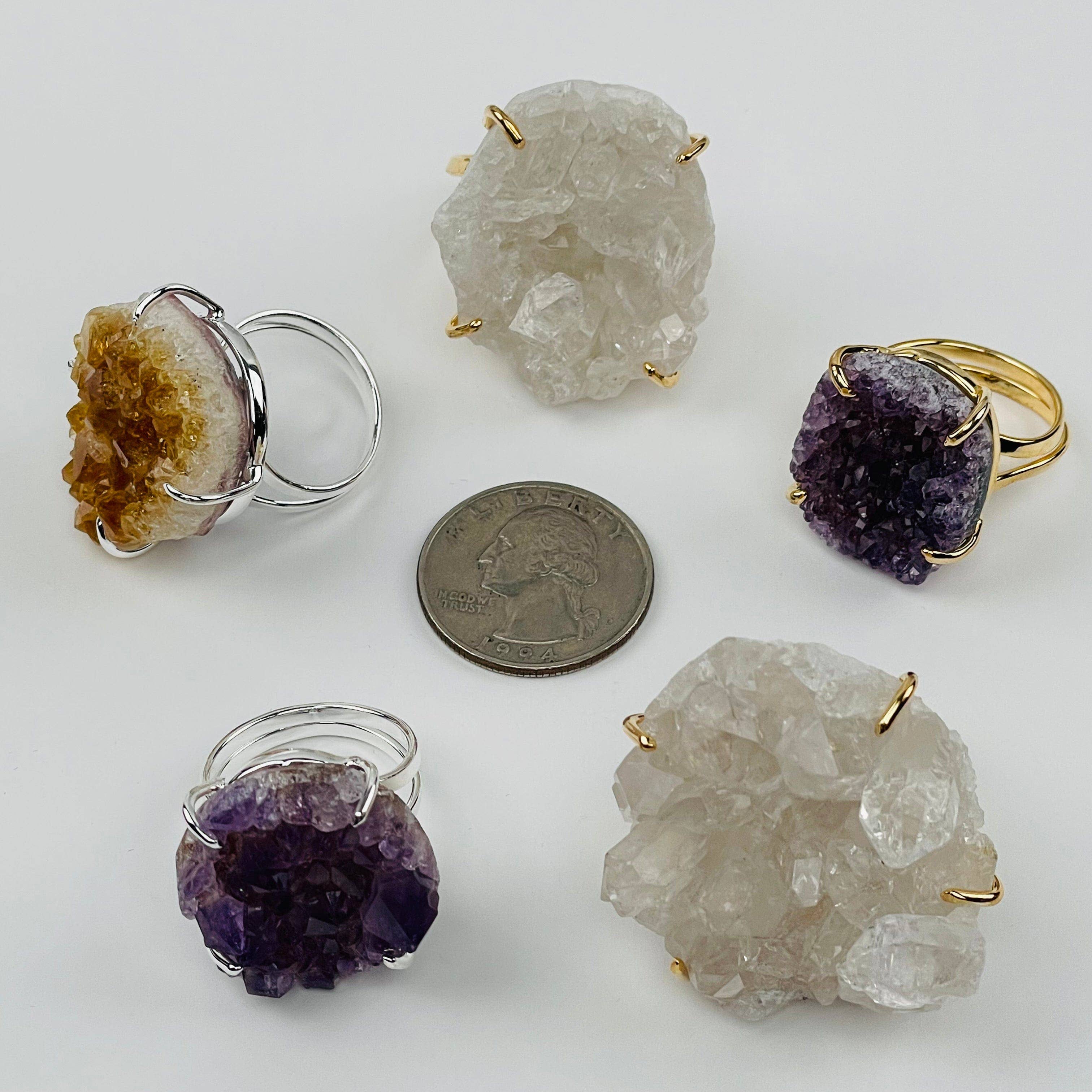 Rock Paradise - Wholesale Cocktail/Statement Ring - Crystal Cluster Ring Amethyst Citrine Crystal Quartz -6