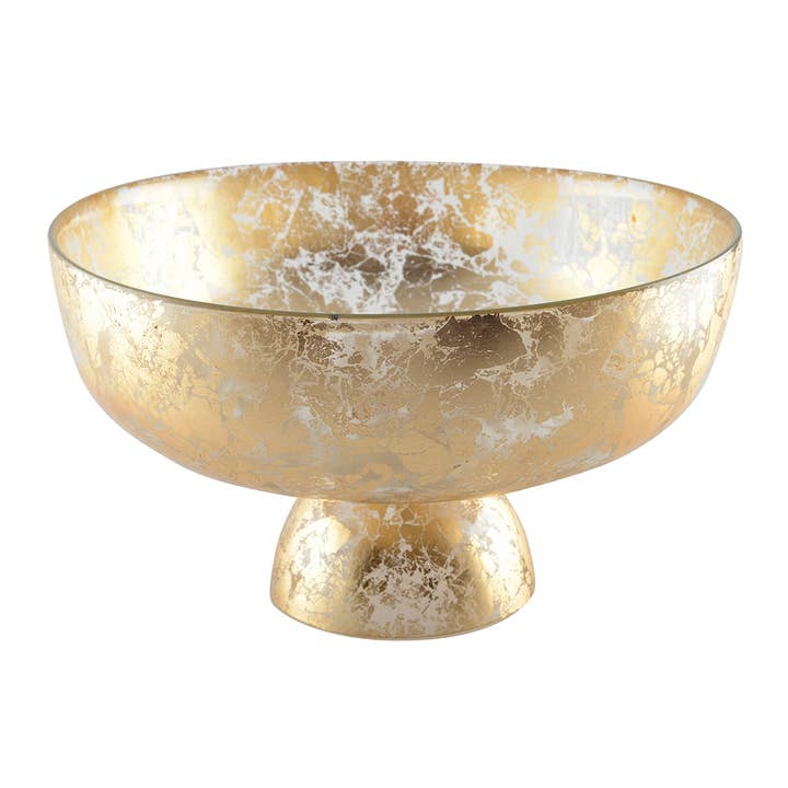 AULICA - Wholesale Fruit Basket - Gold Pedestal Bowl 27X27X9Cm