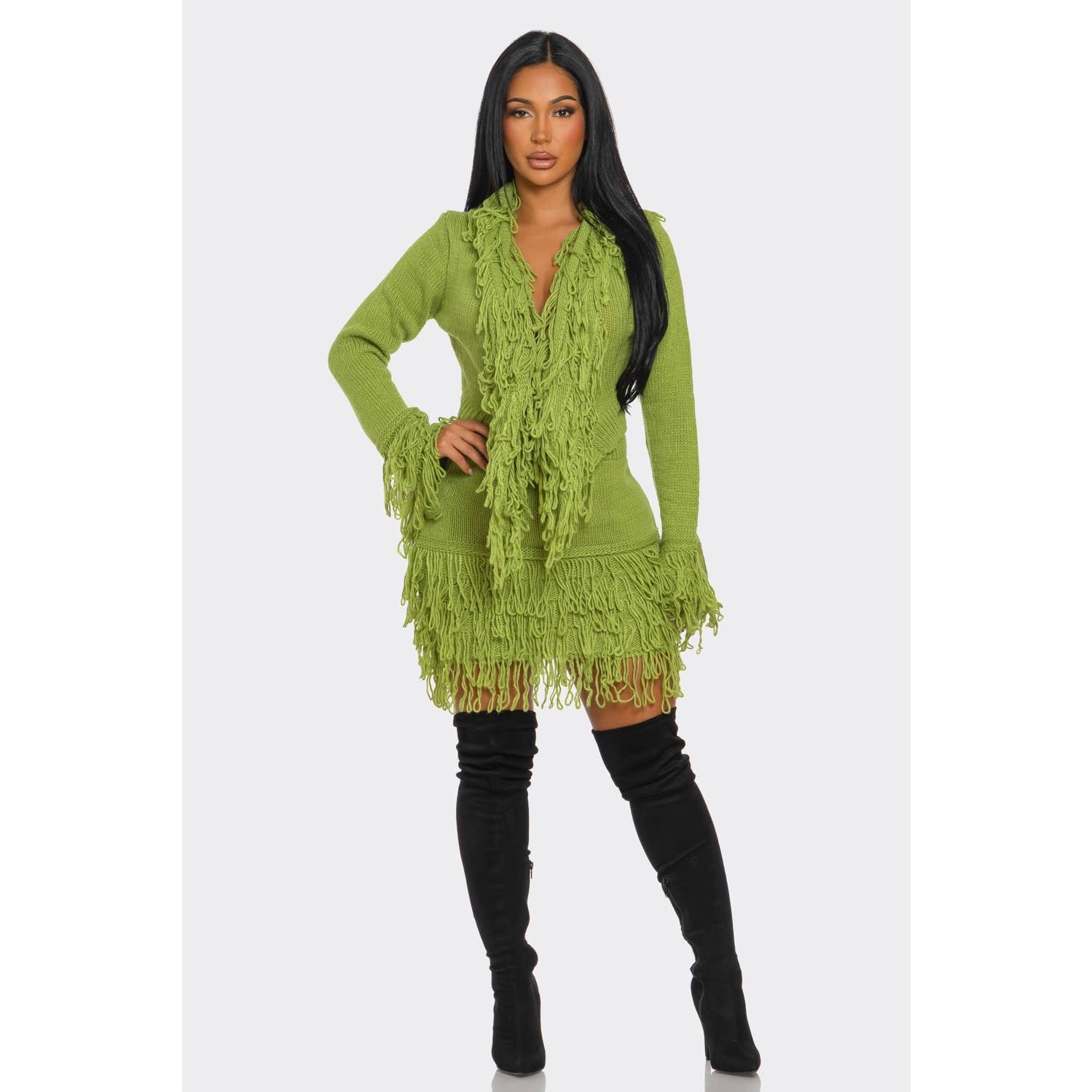 DORCAS - Wholesale Top & Skirt Set - Women's - Fringe Sweater Skirt Set16