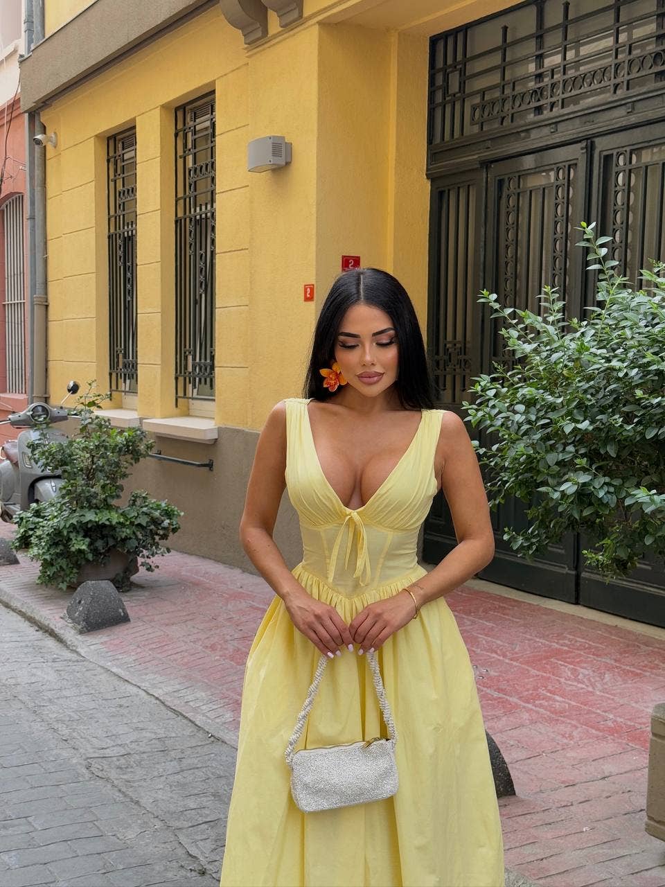 Standpoint Top – Vestido - Mulher por atacado – Vestido Riviera Maxi – Corpete – Laço Frontal – 12014