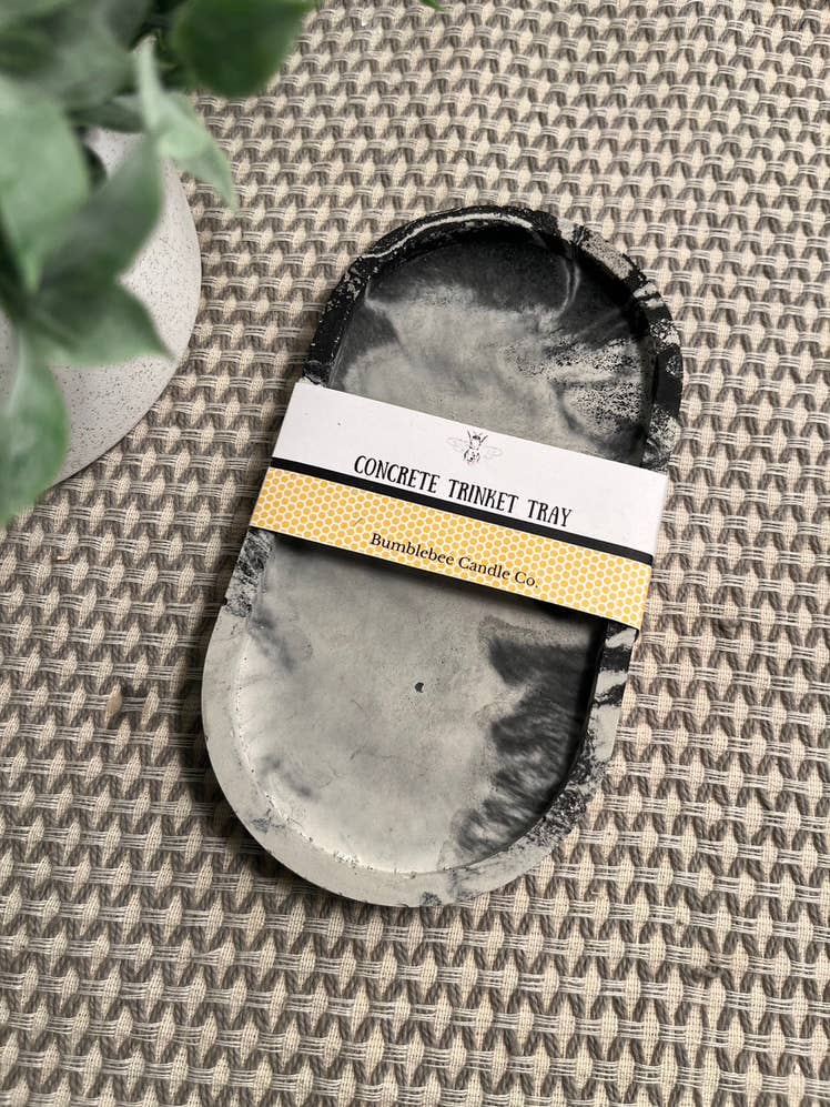 Bumblebee Candle Co. - Wholesale Decorative Tray - Black Concrete MARBLED Jewelry Trinket Trays 1