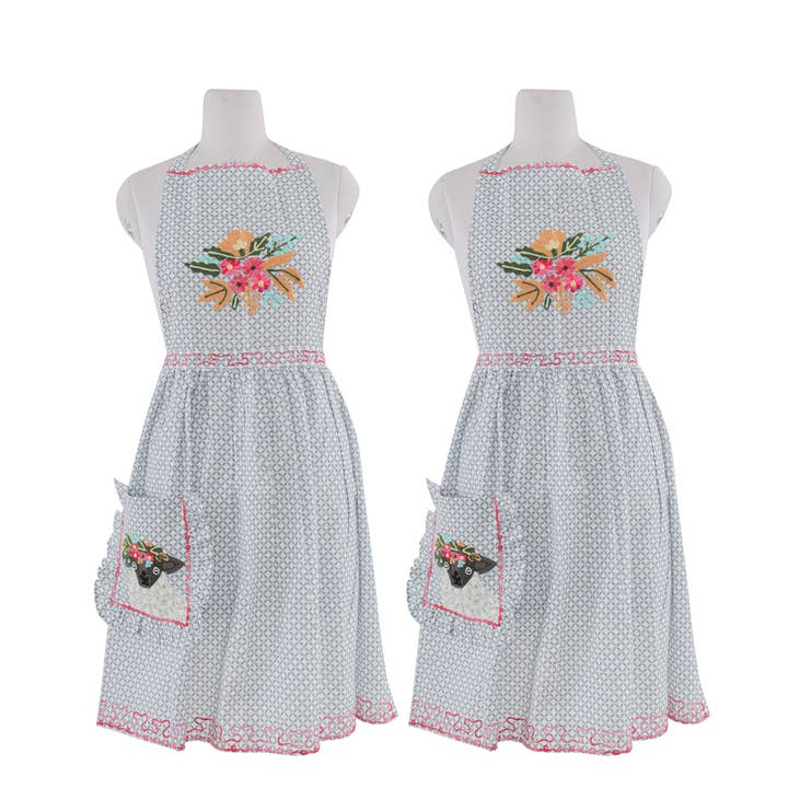 2ABKTAP1036_BLPK - Set/2 BLACK SHEEP APRON 33X34" for wholesale by Karma Living