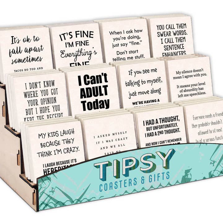 Preempaque de Posavasos de Diálogo Diario en Niveles para venta al por mayor de Tipsy Coasters & Gifts