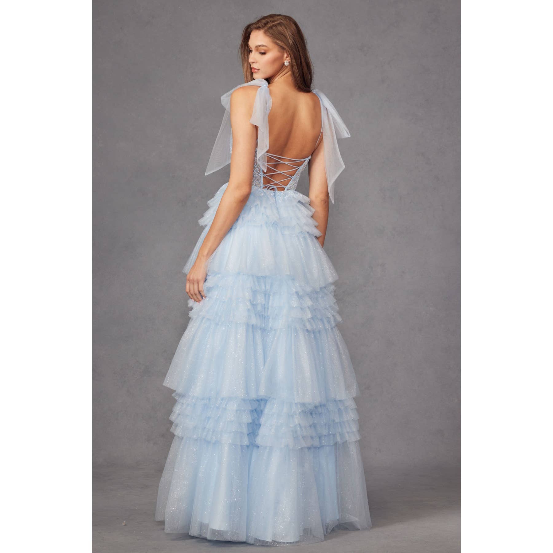 Juliet - Wholesale Dress - Women's - JT2465A TIERED RUFFLE SKIRT AND TULLE BOWS ON SHOULDER SLEEV13