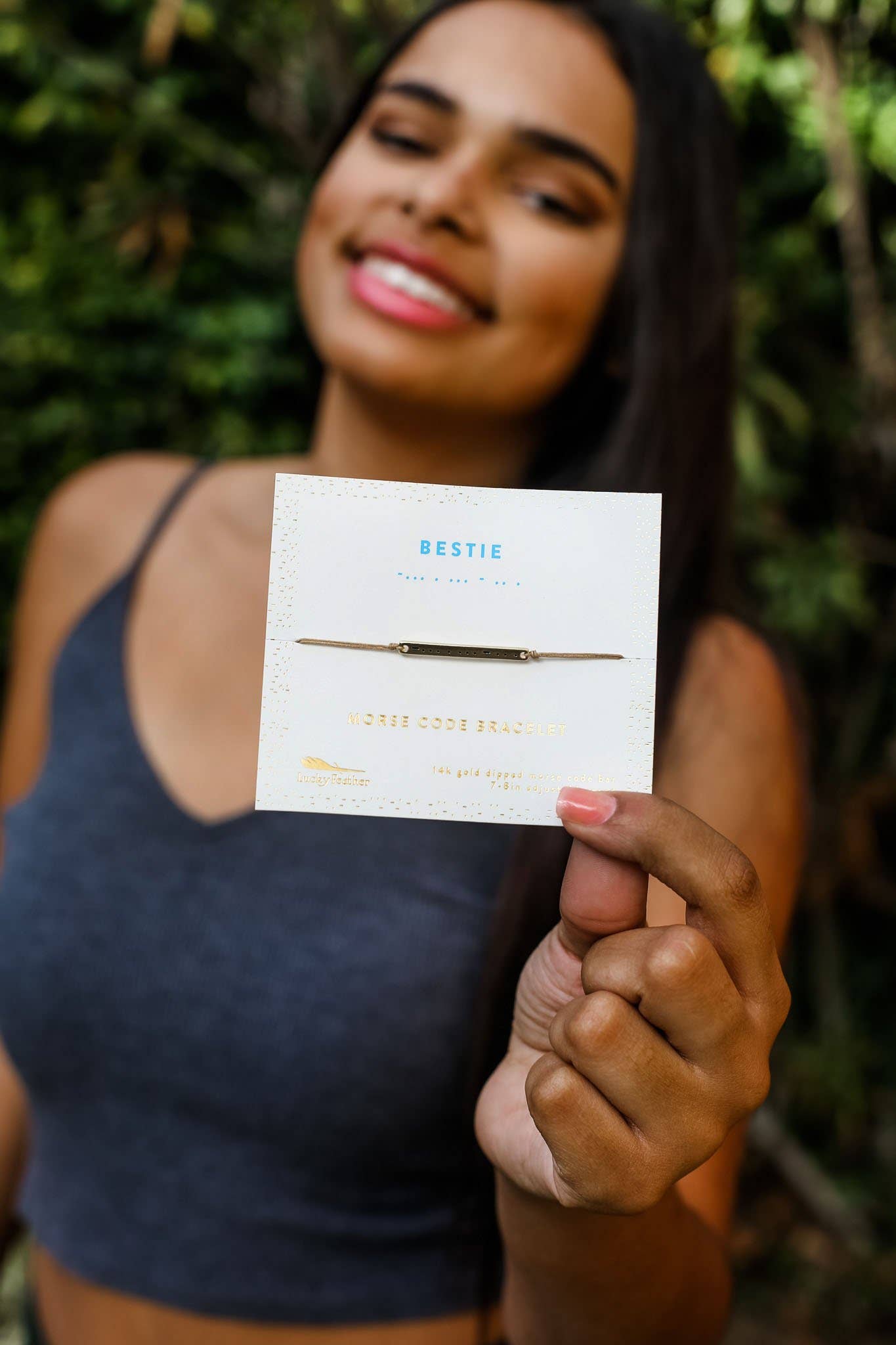 Lucky Feather – Pulseira com pendente por atacado – Pulseira de barra de código morse - BESTIE3