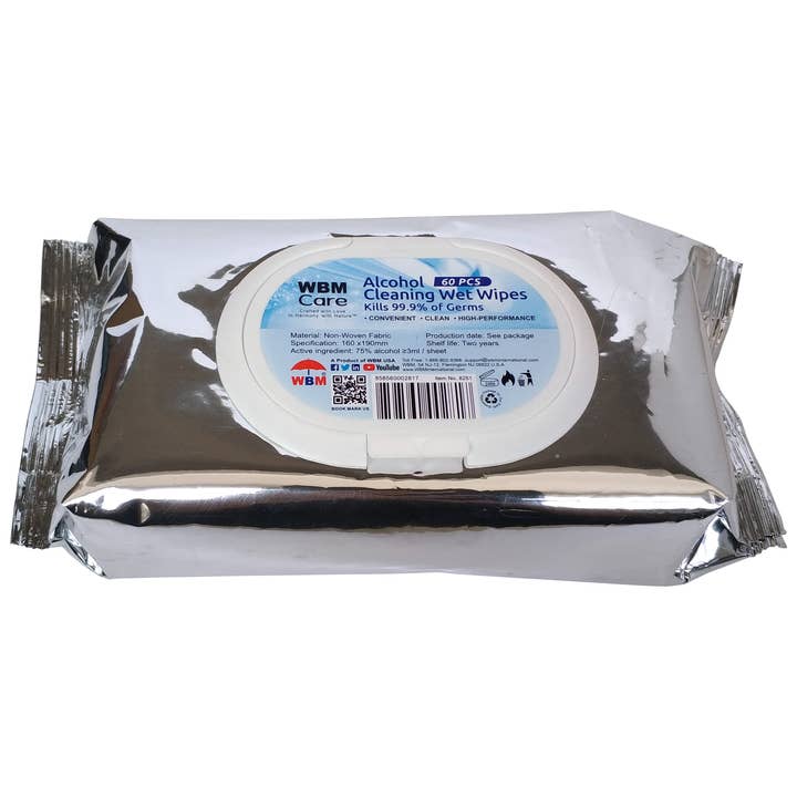 WBM Care Vådservietter, Flip Top Dispenser, 60 Ark for engroshandel hos WBM LLC