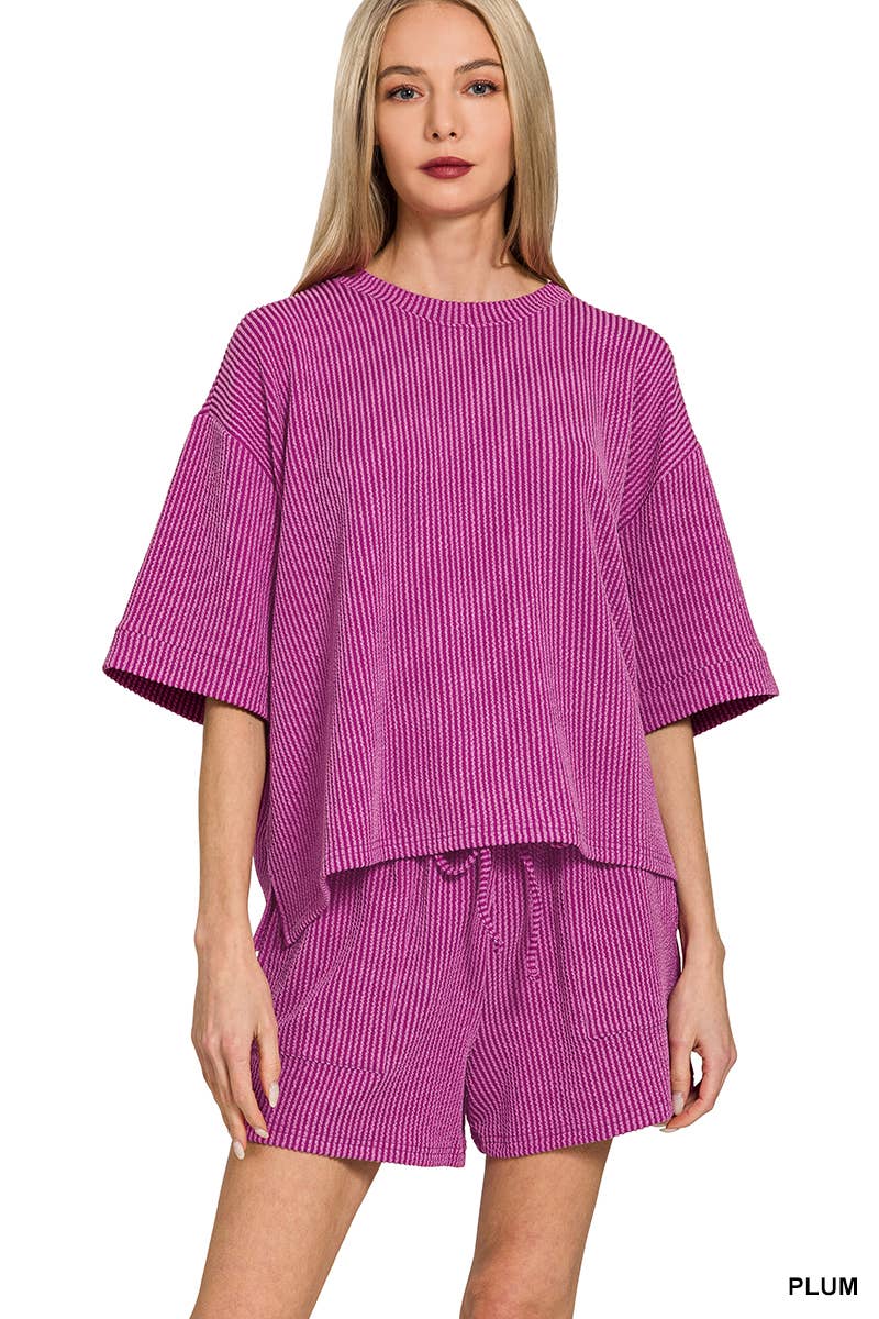 Vanilla Monkey - Vente Ensemble haut et pantalon (PAS d'intérieur) - Femme - Ensemble T-shirt à manches courtes en velours côtelé et short30