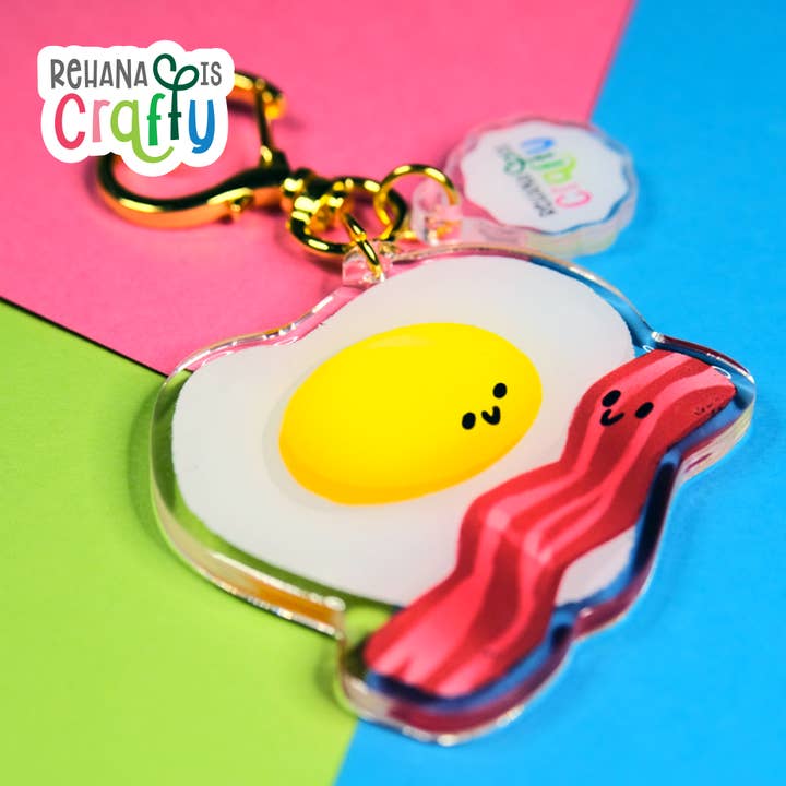 Egg & Bacon | Acrylic Keychain for wholesale by Rehana is Crafty
