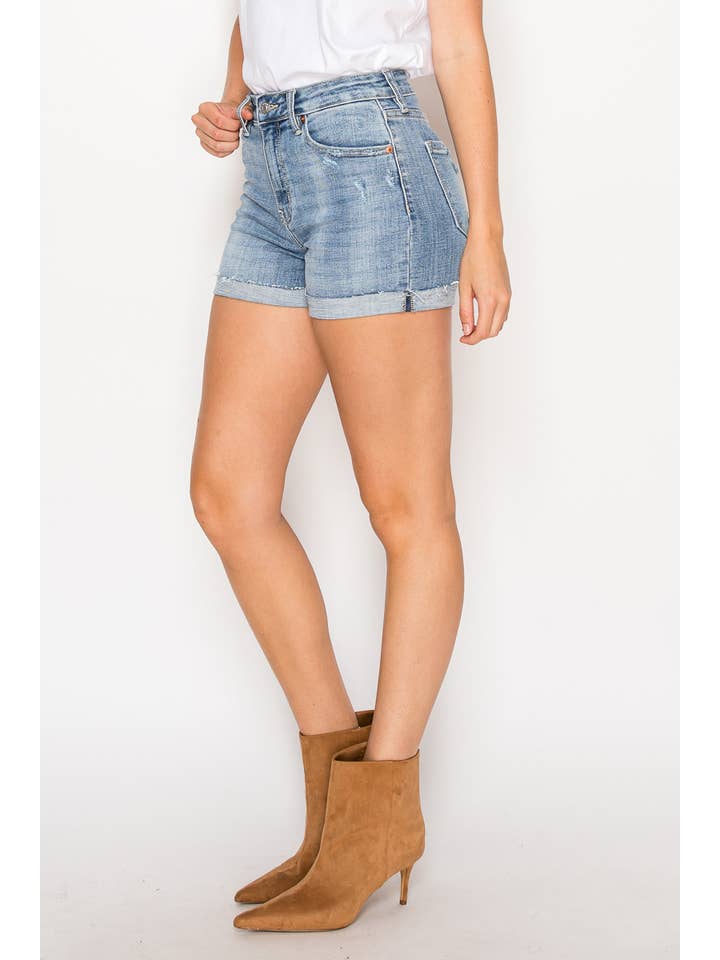 ARTEMIS VINTAGE - Wholesale Shorts - Women's - HIGH RISE CUFFED STRETCH DENIM SHORTS