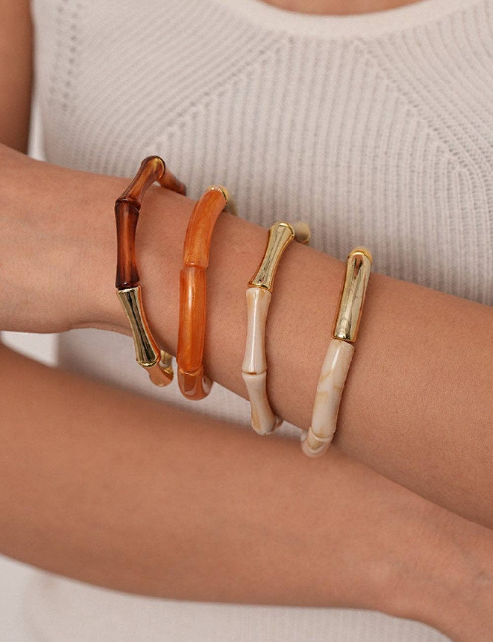 Dipped Shop - Wholesale Bangle Bracelet - Simple Metal Acylic Splicing Thin Bracelets DP25D6215