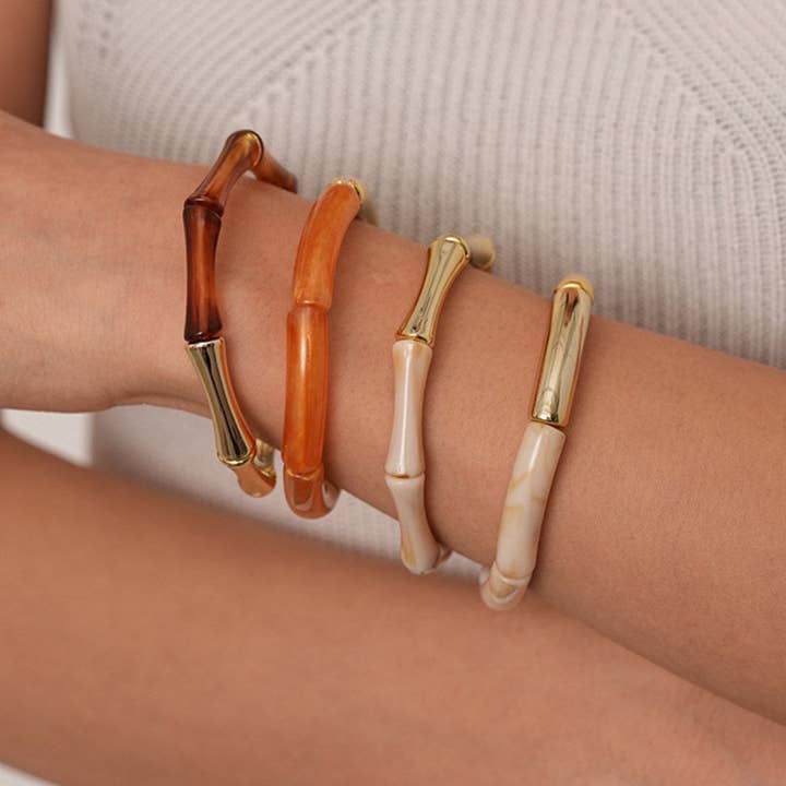 Dipped Shop - Wholesale Bangle Bracelet - Simple Metal Acylic Splicing Thin Bracelets DP25D6215