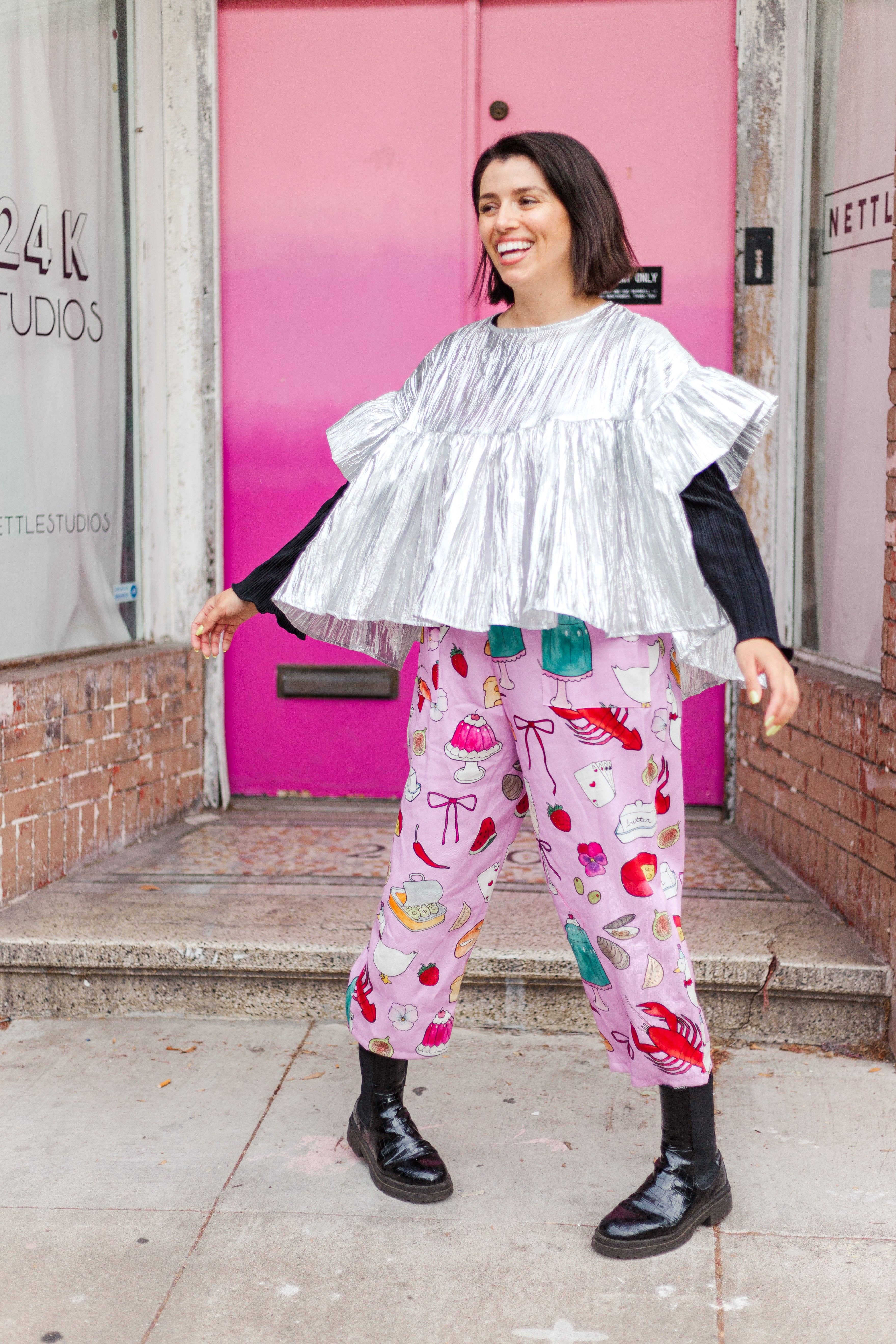 Nettle Studios - Wholesale Blouse - Women's - Size-Inclusive Plus Size Womens Silver Metallic Gathered Top37