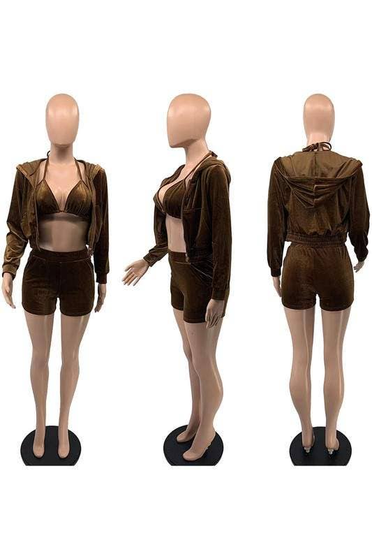 Flarix - Wholesale Top & Skirt Set - Women's - velour jacket shorts set15