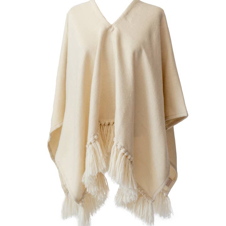 Alpaca-poncho met cropped franje voor wholesale door Stick & Ball