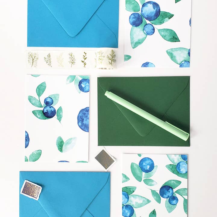 Lucky Dog Design Co. - Wholesale Stationery/Notecard Set - Blueberry Paradise Mini Card Set (Set of 10)2