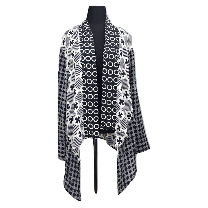 Kimono Jacket - Black Ivory Grey for wholesale by Harshita's Designs