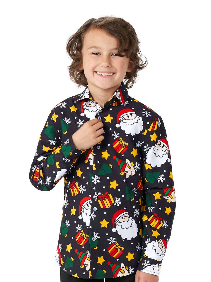 KERSTMAN ELVES ZWART VOOR JONGENS voor wholesale door Oppo Merchandise Group B.V.