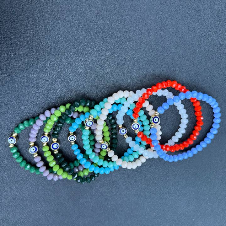 Loli - Wholesale Beaded Bracelet - Stretchy Bracelet |10 Color Mix Set | Evil Eye 6 mm Stone 5