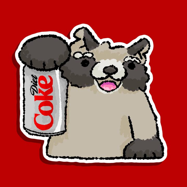 Autocolante de Vinil para Portátil do Meme do Guaxinim Diet Coke por atacado de contemporarycaroline