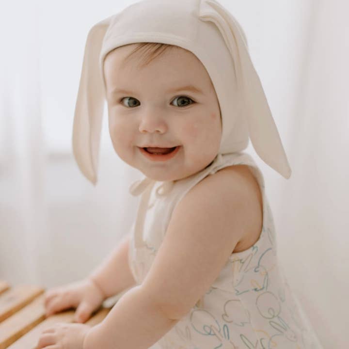 baby kid organic Hat Bonnet with Ears/ bunnies for wholesale by Finn + Emma