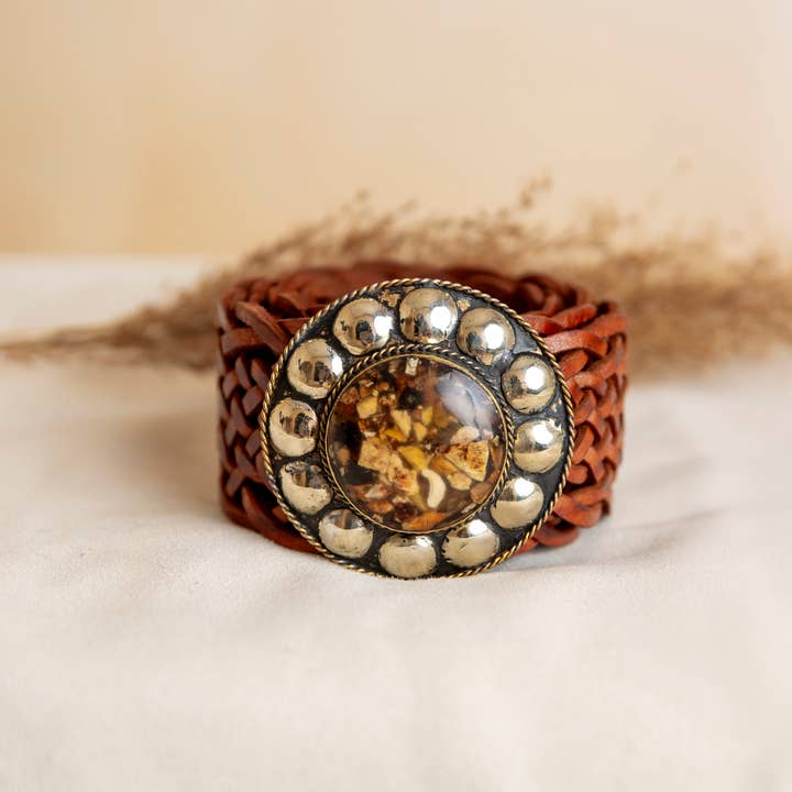 Lula Natura - Wholesale Belt - Women's - SATU WIDE BROWN STONE LEATHER BELT0