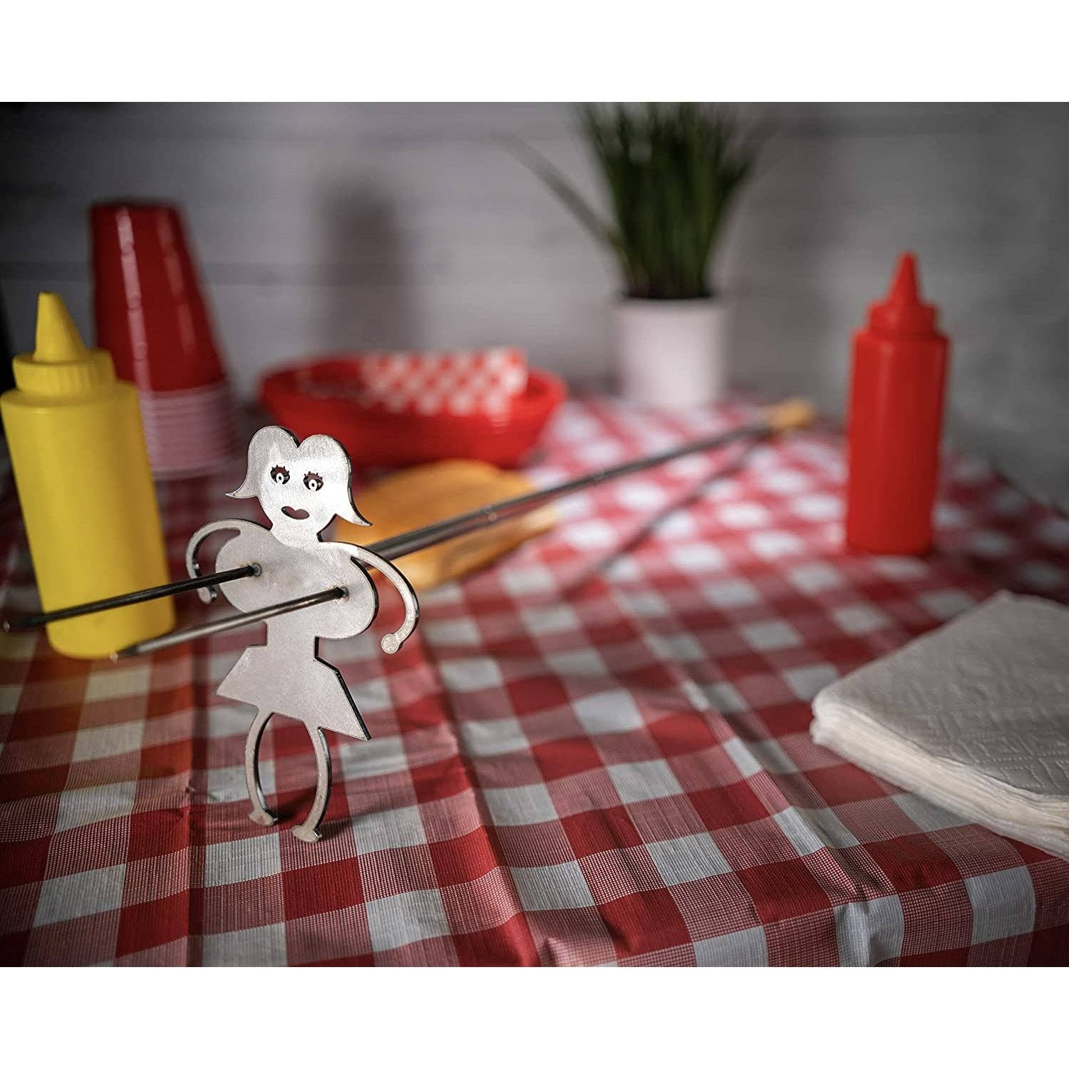 The Wine Savant /  Khen Glassware - Vente Outil de gril pour l'extérieur - Brochette allongée en acier de 30 pouces pour feu, grill et barbecue pour garçon et fille6