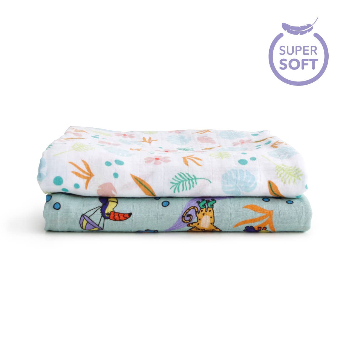 Biggbrands - Wholesale Changing Mat/Pad - Baby - Milk&Moo Muslin Cloth 2-Piece Set Jungle Friends2