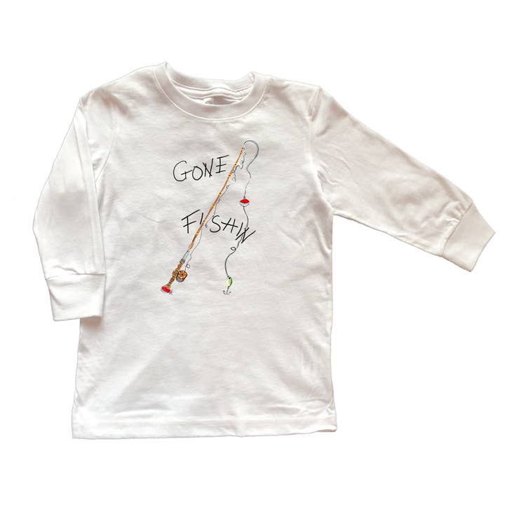 Cotton Tee Shirt Long Sleeve 162 Gone Fishing for wholesale by Designs By Beverly, LLC