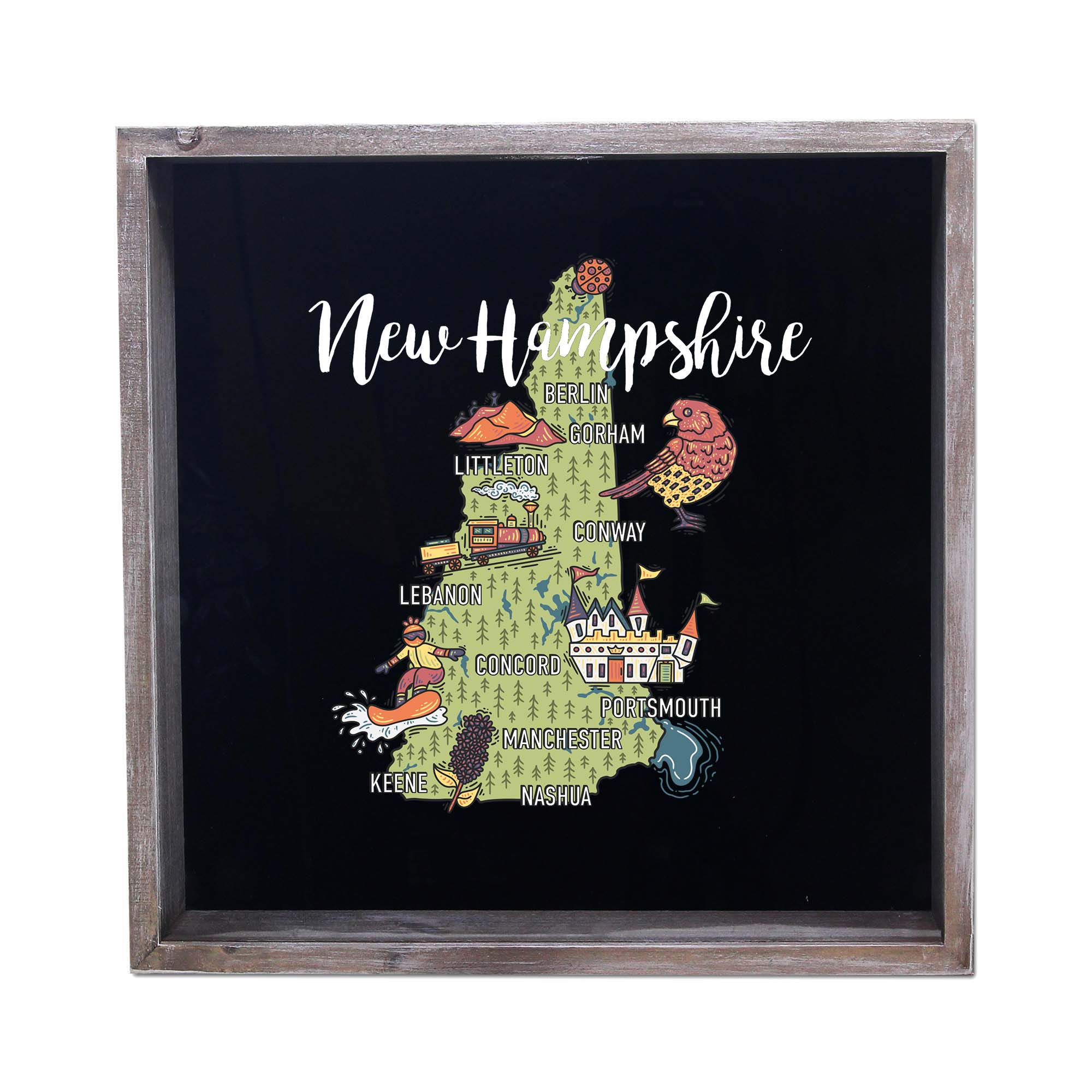 Torched Products - Wholesale Sign - State Map Design Shadow Box - Gray27