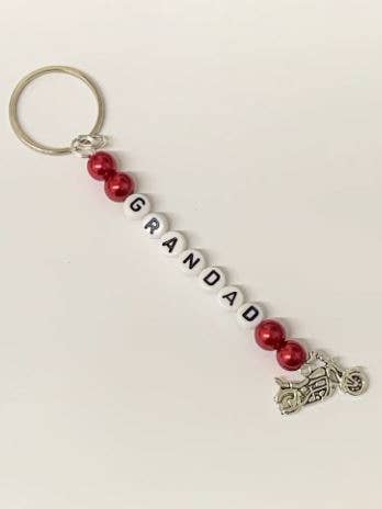 Red Grandad Motorbike Keychain for wholesale by The Little Bit Personal Co