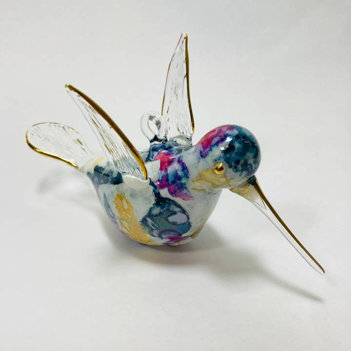 Dandarah (Ships from USA) - Wholesale Ornament - Blown Glass Ornament - Hummingbird: Multi / Blue1