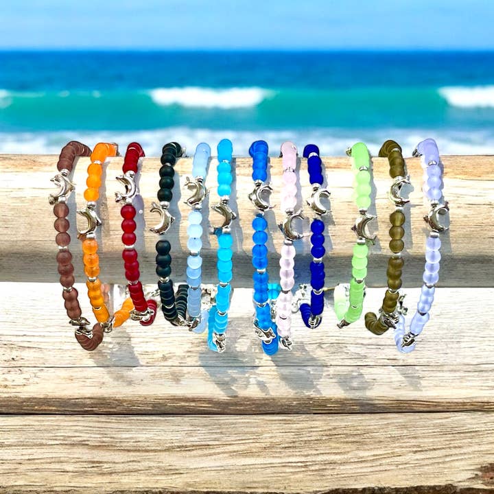 Sea Glass Dolphin Anklets Assortment- Anklet#12 for wholesale by Devi Creations