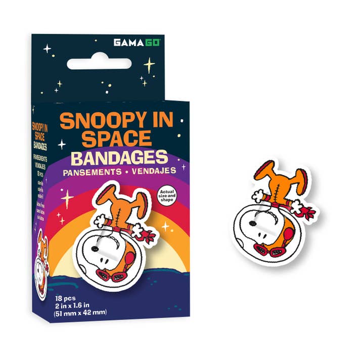 AQUARIUS, GAMAGO, ICUP, & ROCK SAWS by NMR Brands - Wholesale Bandaids/Bandages - Kids & Baby - Peanuts Snoopy in Space Adhesive Bandages