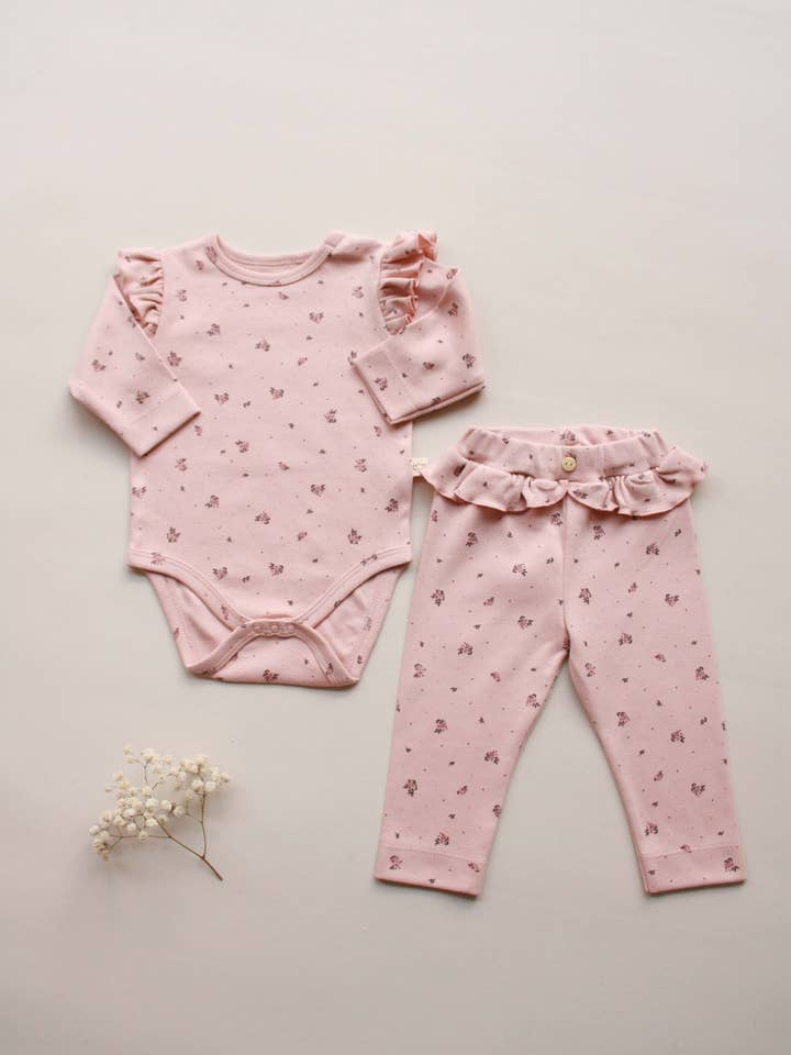 Honey and Hive - Wholesale Top & Pant Set - Baby - Rosalie Floral Ruffle Set1
