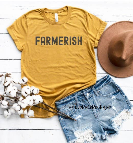 3lovebugsboutique - Wholesale Screen Printed T-Shirt - Women's - Farmerish Shirt,Farm Graphic T-Shirt(Farmer/Shop Local)0