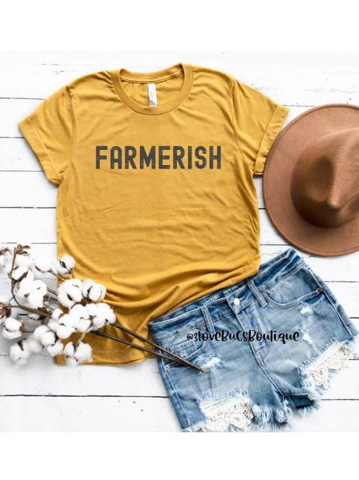 3lovebugsboutique - Wholesale Screen Printed T-Shirt - Women's - Farmerish Shirt,Farm Graphic T-Shirt(Farmer/Shop Local)