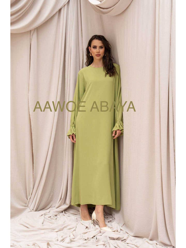 Aawoe Abaya - Wholesale Kaftan - Women's - Medina silk abaya with tulip sleeves - 23323