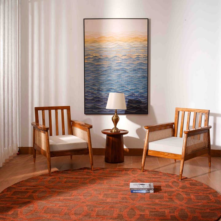 Hand Tufted Wool Round Area Rug Brown Orange K00239 for wholesale on Faire0