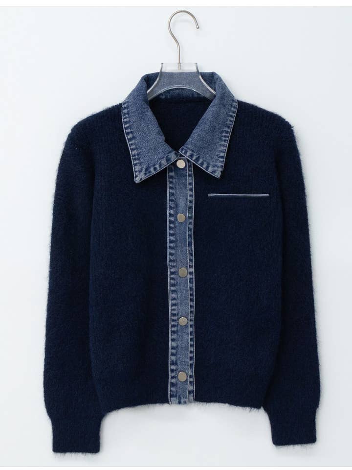 Little Light - Wholesale Jacket - Women's - Denim Layered Pocket Knit Jacket21