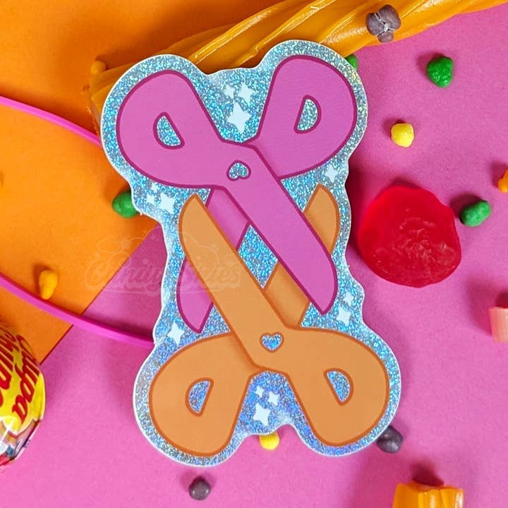 Scissoring Scissors Glitter Sticker for wholesale by Candy Skies