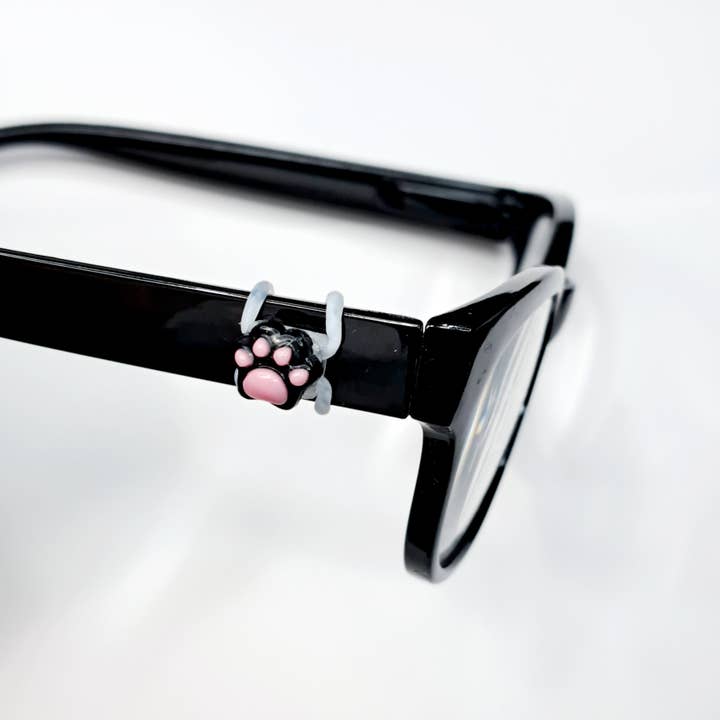 Black Pawprint with Pink Toes Cat Dog EyeDeco for wholesale by Cork and Charm