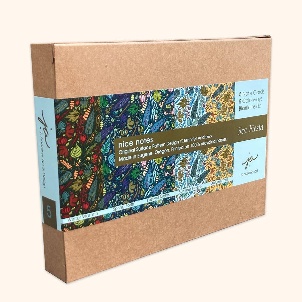 J. Andrews Art & Design - Wholesale Stationery/Notecard Set - Nice Notes - Boxed Set of 5 - 100% Recycled Paper1
