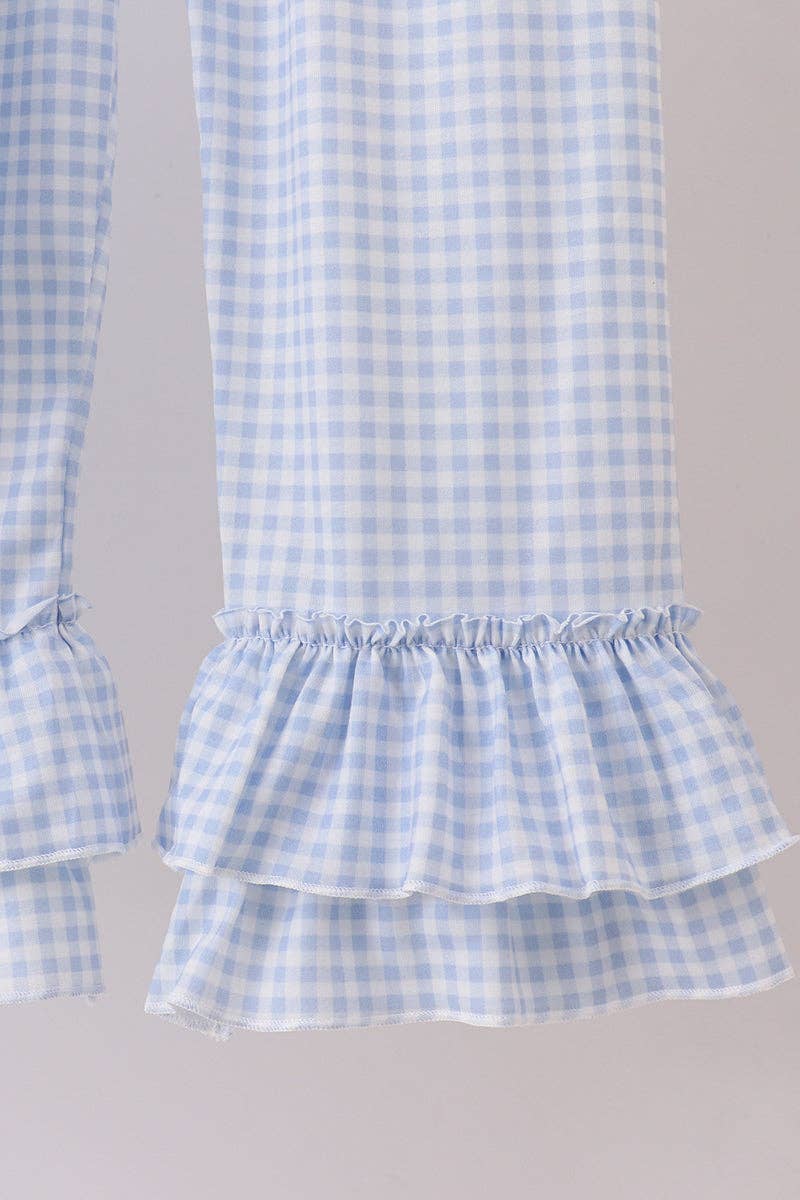 Mom & Co. - Wholesale Top & Pant Set - Kids - Blue santa claus embroidery ruffle pants set3