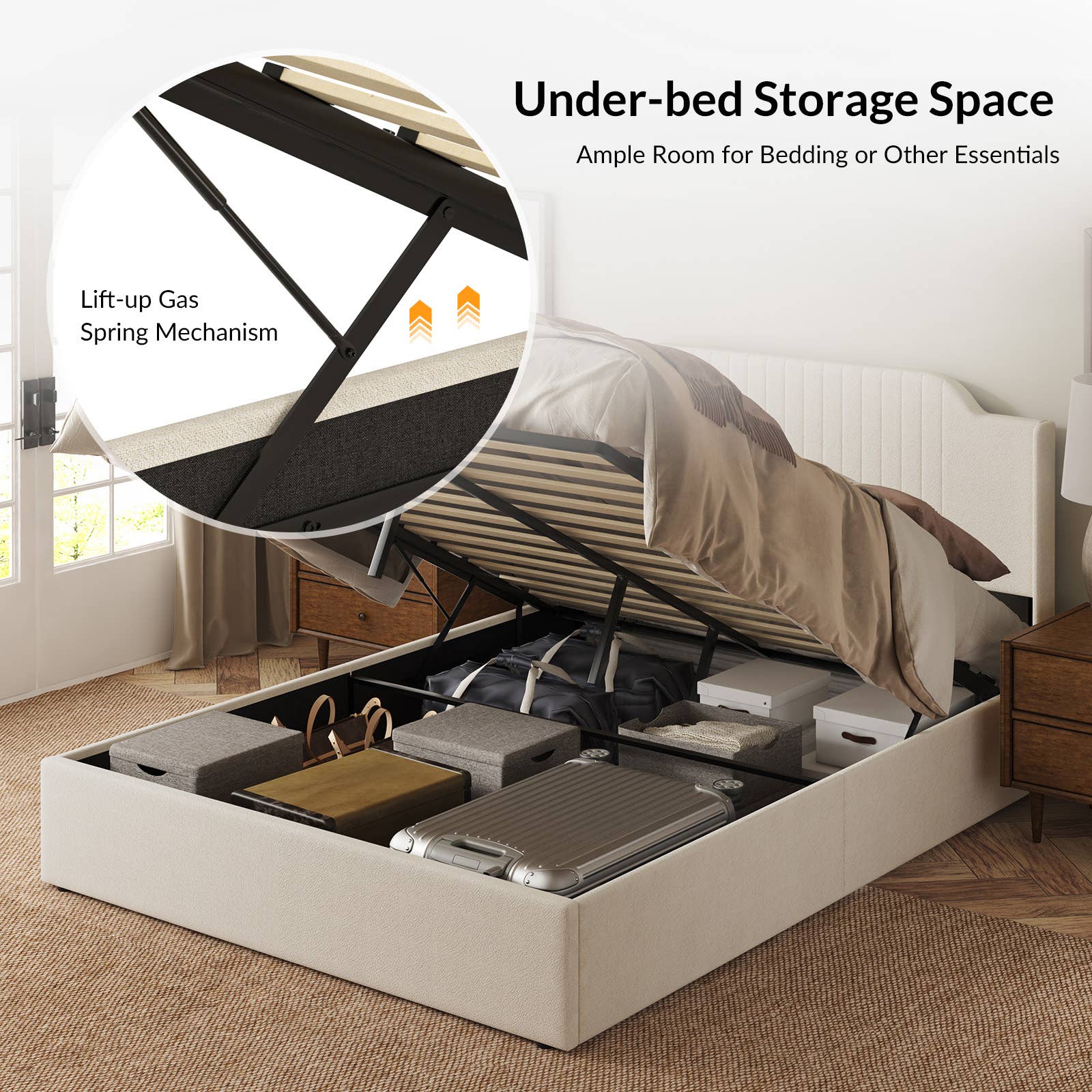 Karat Home - Wholesale Bed - Stuart Hydraulic Lift Up Platform Queen Bed19