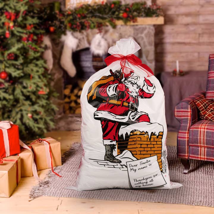 eBuyGB Craft Blanks - Wholesale Christmas Decoration - 4 Pack Giant Santa Sack Jumbo Father Christmas Gift Bag Xmas