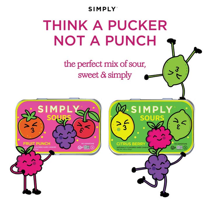 Simply Gum - Wholesale Hard Candy - Simply Sours - Fruit Punch 1.8oz1