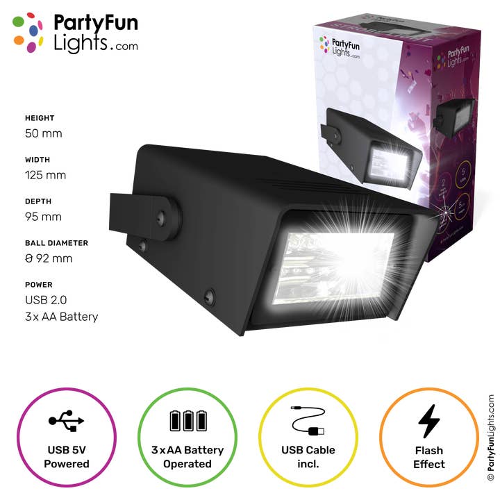 PartyFunLights Europe B.V. - Wholesale Light-Up Toy - Kids & Baby - Strobe Light Battery and USB Powered3