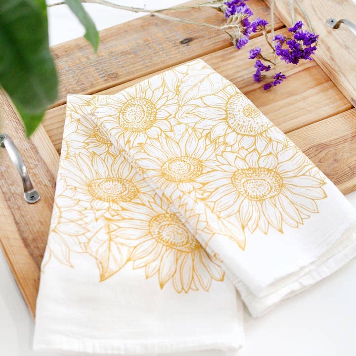 Highland Ridge | Handmade Home Decor - Wholesale Tea Towel - Sunflower Garden Tea Towel