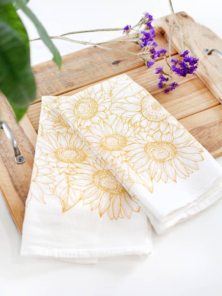 Sunflower Garden Tea Towel for wholesale by Highland Ridge | Handmade Home Decor