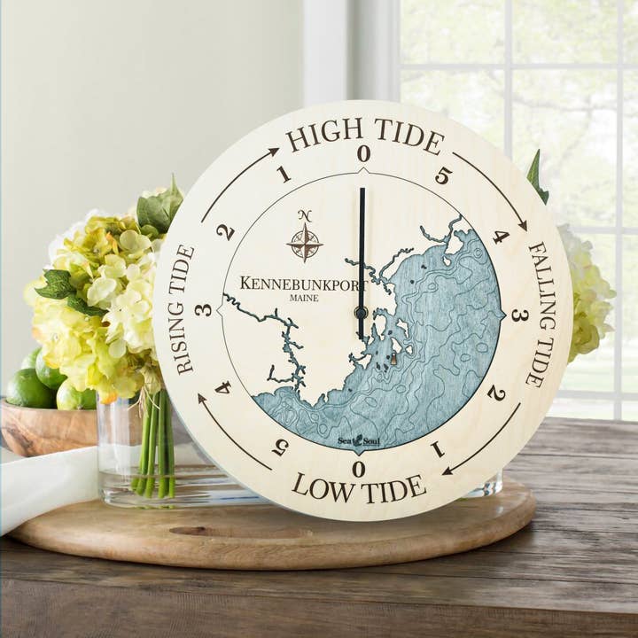 Sea & Soul Nautical Chart Art - Vente Horloges murales - Carte de profondeur d'eau de la côte du Maine2